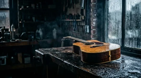 Musical instrument vulnerable to environmental damage in improper storage conditions