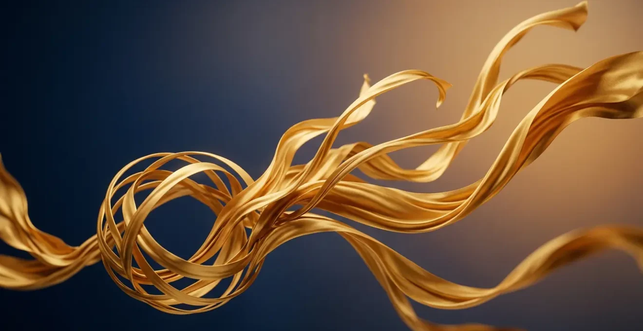 Abstract musical composition with flowing shapes representing harmonic progression and creative freedom in songwriting