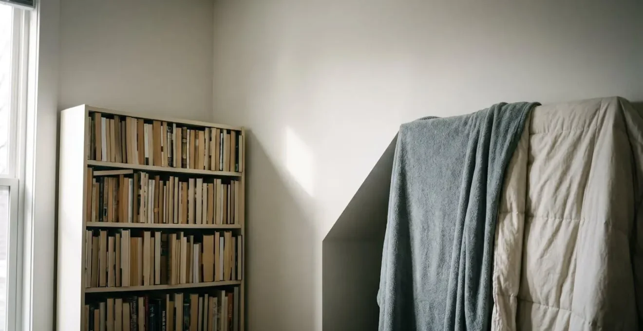 Minimalist home drum room with strategic soft furnishing placement for sound absorption and diffusion