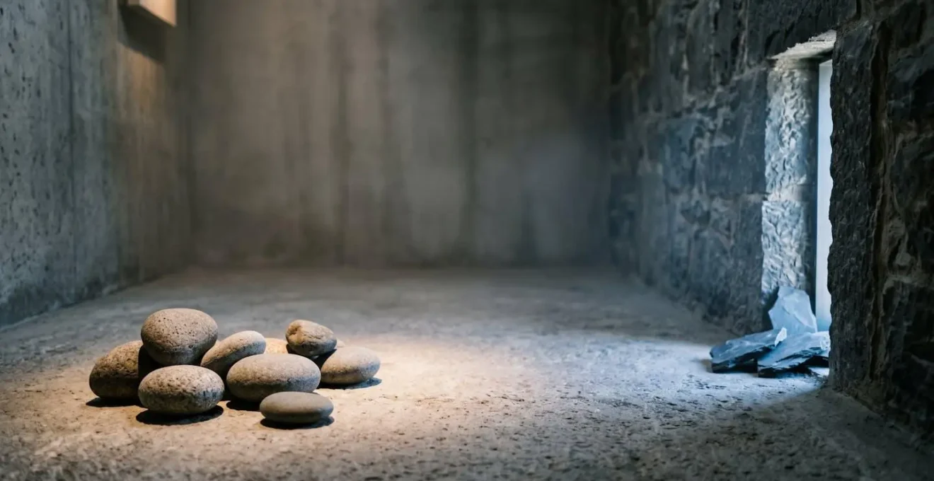 A minimalist wide composition showing contrasting elements in perfect balance, symbolizing the conductor's role in harmonizing competing musical voices